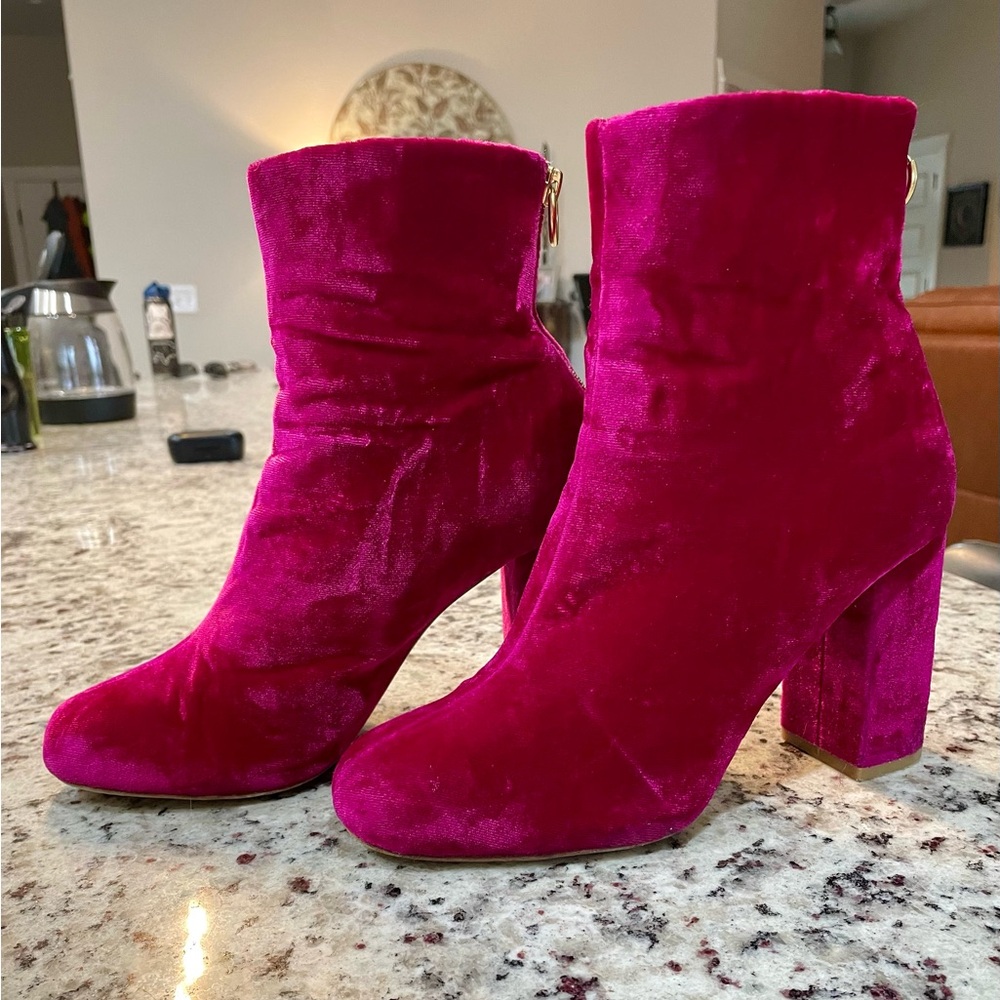 Joie Pink Velvet Ankle Boots